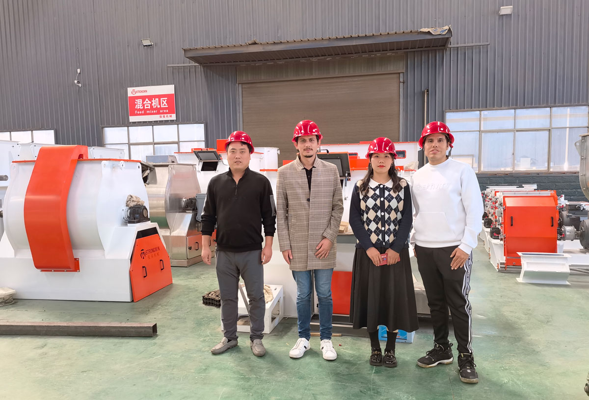 Peru customers visit feed pellet manufacturing plant factory