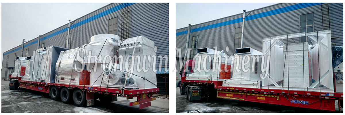 Part equipments of SZLH508 pig feed manufacturing plant packing and shipping to Gansu Province, China