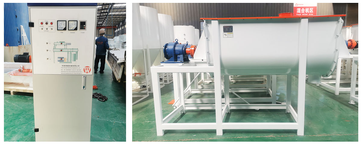 SZLH320 feed pellet machine and 500kg/h feed mixer packing and shipping to Peru