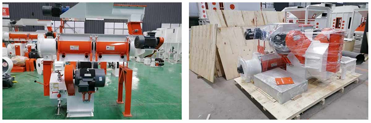 Honduras customers ordered SZLH 250 pellet machine, conveyor, sealing machine and sewing machine