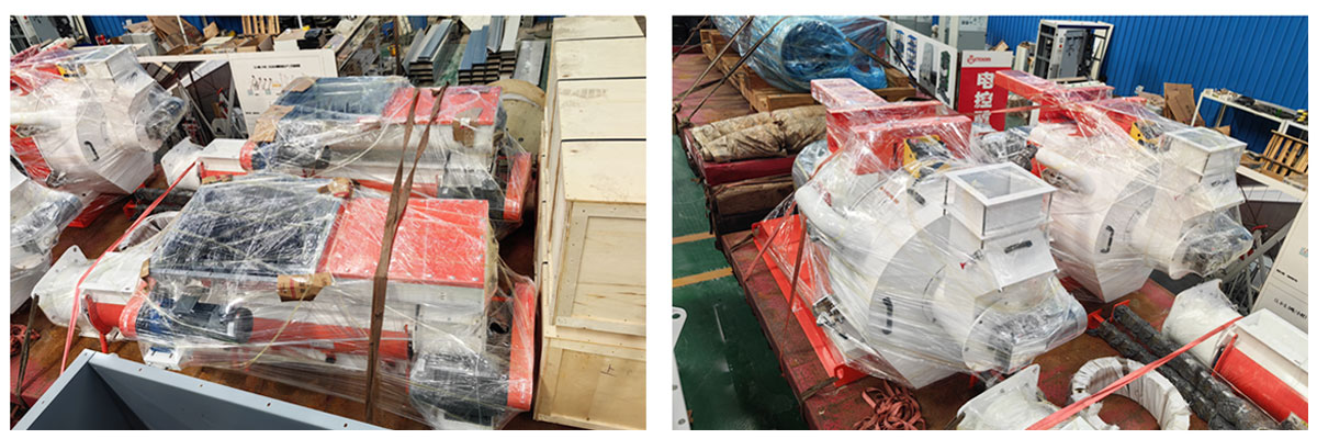 Two sets of SZLH508 pellet machine packing and shipping to Laos