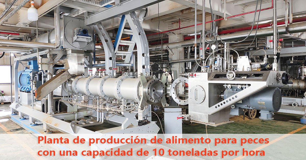 L&iacute;nea de producci&oacute;n de alimento acu&aacute;tico de 10 toneladas por hora.