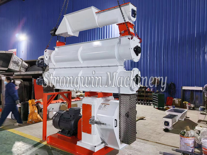 SZLH350 double conditioner feed pellet machine packing and shipping to Gansu Province, China